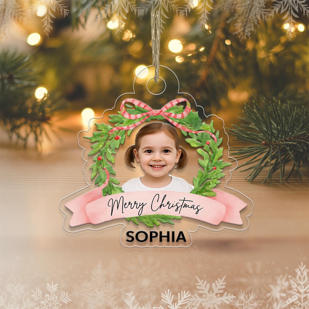 Custom Photo Baby Portrait Christmas Ornament, Personalized Baby First Christmas Ornament, Newborn Keepsake, Family Holiday Decoration Gift Acrylic Ornament – Personalized