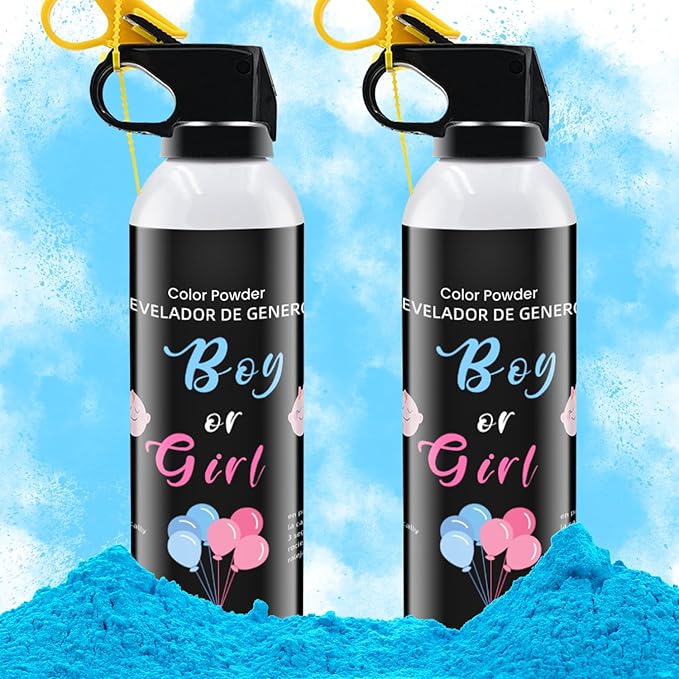 Gender Reveal Fire Extinguisher 2 Pack Blue or Pink Smoke for Boy or Girl Reveal Party Gender Reveal Extinguishers 100% Biodegradable Colored Powder for Baby Gender Reveal Ideas Party Decorations