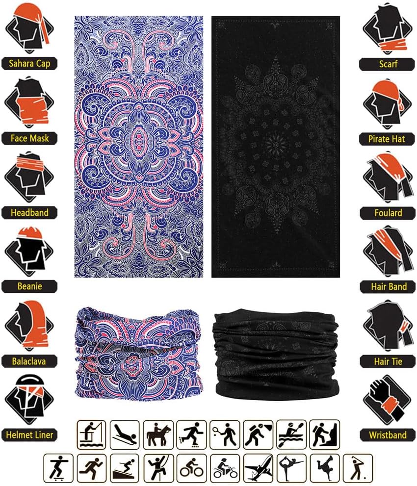 Headband Neck Gaiter Head Wrap Headwear Face Mask Magic Scarf Bandana for Men and Women