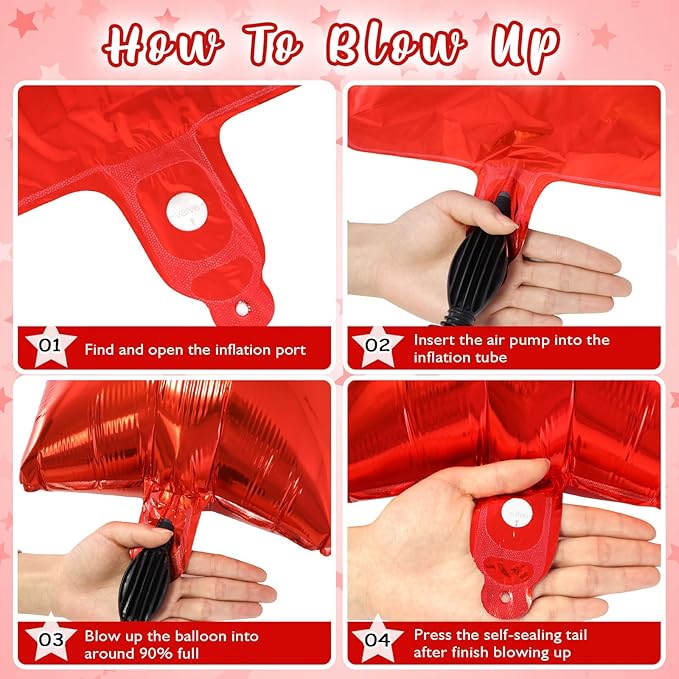 50 Pcs Star Balloons,10 Inch Red Star Foil Balloons,Stars Shaped Balloon Mylar Helium Balloon for Birthday Party Anniversary Wedding Baby Shower Decorations (10inch-red)