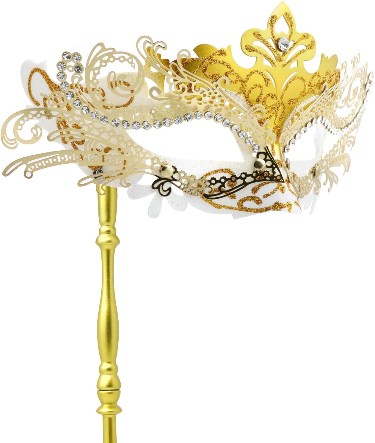 Coddsmz Masquerade Mask with Stick Venetian Mask Mardi Gras Decorations for Womens Halloween Costume Mask