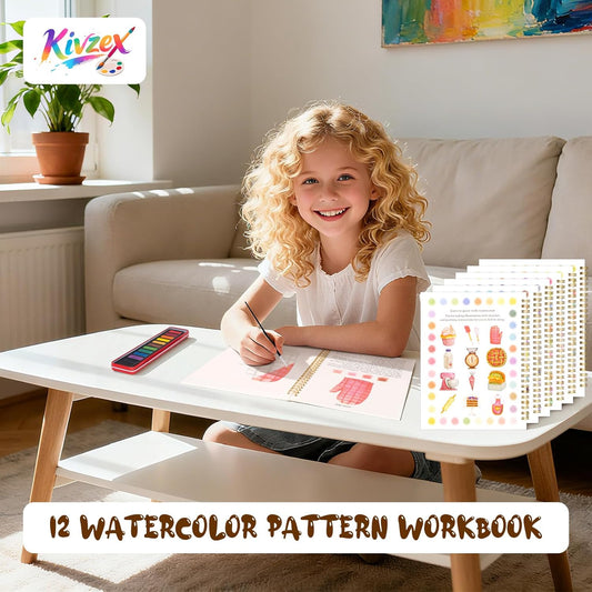 Kivzex Watercolor Workbook for Adults, Beginner Friendly Watercolor Painting Kit Baking Pattern Water Coloring Book, Nature-Themed Practice Art Gift Water Color Paint Book with Palette and Brush