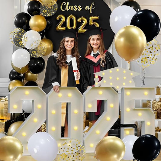 Black and Gold Balloons 60pcs 12Inch Metallic Gold Confetti Black White Latex Balloons for Birthday Graduation Decorations New Year Eve Festival Party Supplies