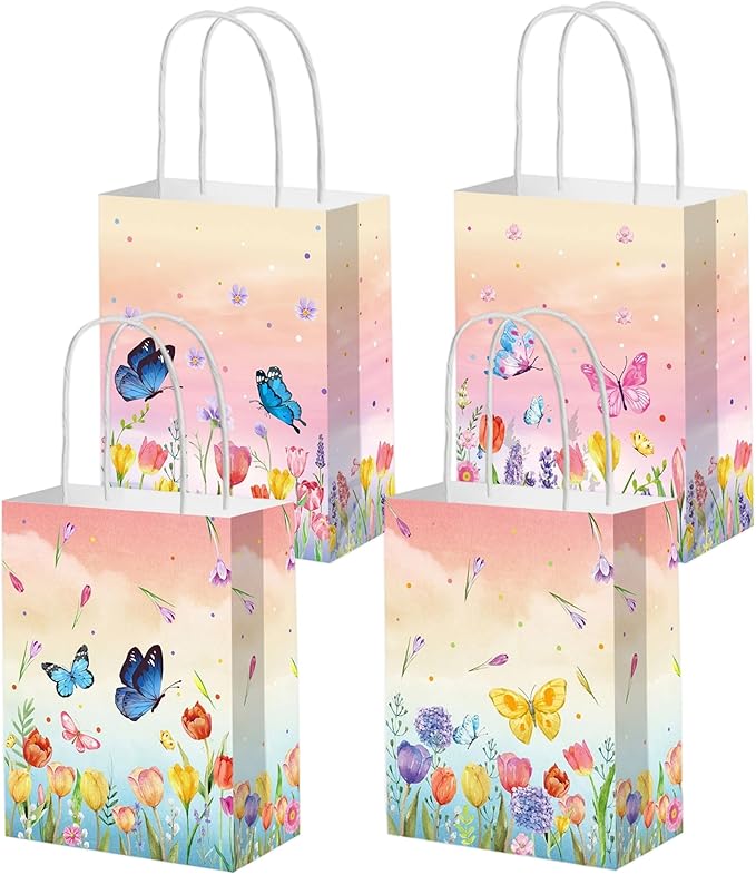 JeVenis 12 PCS Wildflower Party Favor Gift Bags Treat Candy Goodies Bags for Floral Flower Bridal Shower Baby Shower Birthday Wedding Party Supplies
