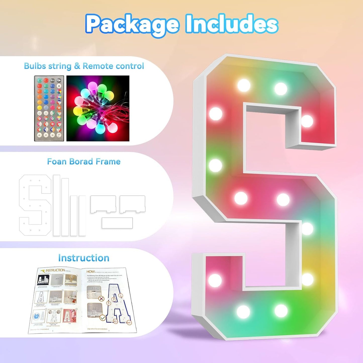 Ledido 4FT Marquee Light Up Numbers 60, 34 Colors Changing Marquee Numbers 4 Feet Tall with Remote, Big 60th Birthday Number, Large Lighted Number for Anniversary Graduation Birthday Party Decoration