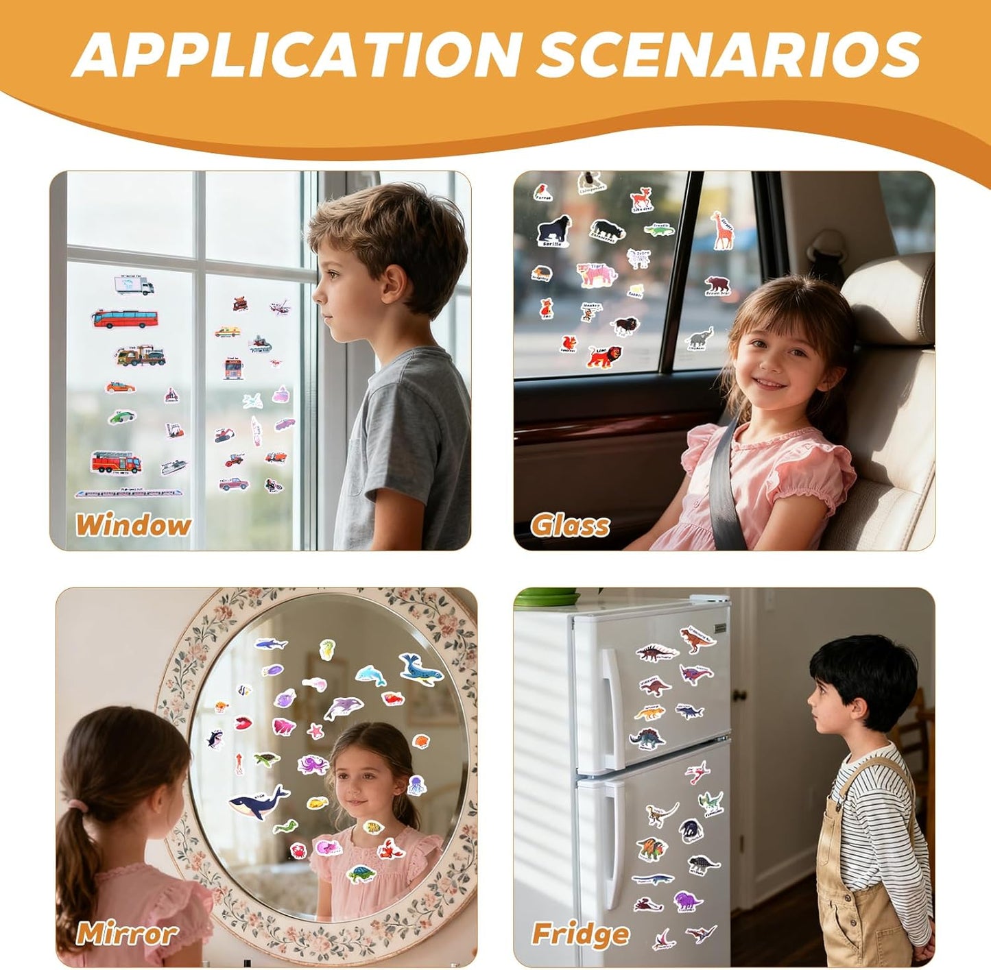 6 Sets Reusable Sticker Books for Toddlers, Jelly Stickers for Kids, Toddler Craft Activities and Travel Toys for Kids 2 3 4 5 Years Old Girls & Boys