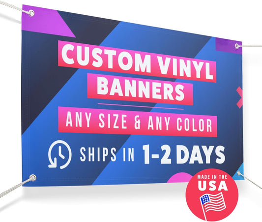 Personalized Vinyl Banner – Vinyl Printed Customizable Banner for Indoor and Outdoor Use (8'x8')