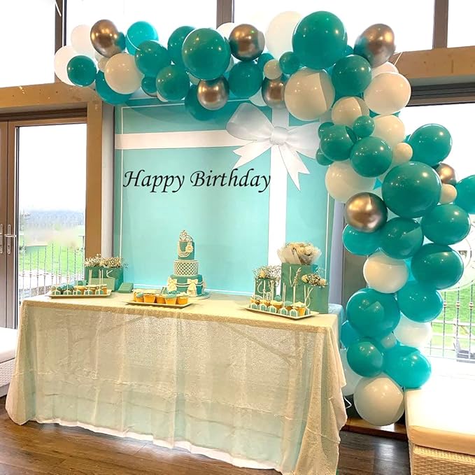 Teal Blue Silver White Balloons, 50Pcs Teal and Silver Balloons Turquoise Blue White Silver Confetti Latex Balloons for Wedding Bridal Shower Birthday Graduation Party Decorations