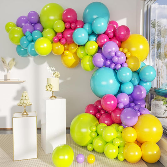 Rainbow Balloons Garland Arch Kit, 146Pcs 5 Assorted Color Latex Balloon Different Sizes 18 12 10 5 Inch for Gender Reveal Baby Shower Wedding Birthday Party Decoration