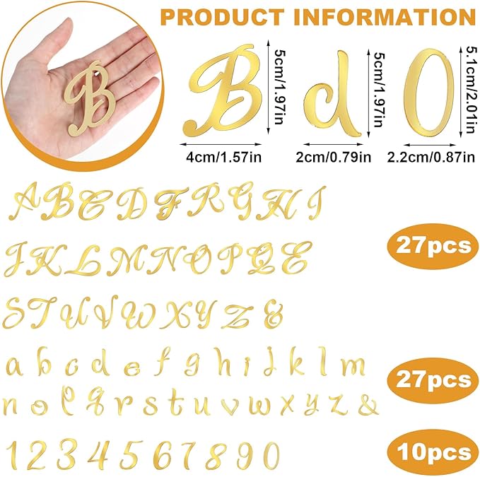 Tyqour 64Pcs Acrylic Alphabet Number Cake Topper Gold Personalized Cake Topper Custom Cupcake Toppers with Number 0-9 Alphabet A-Z Acrylic Cake Letters for Birthday Anniversary Wedding Party Supplies