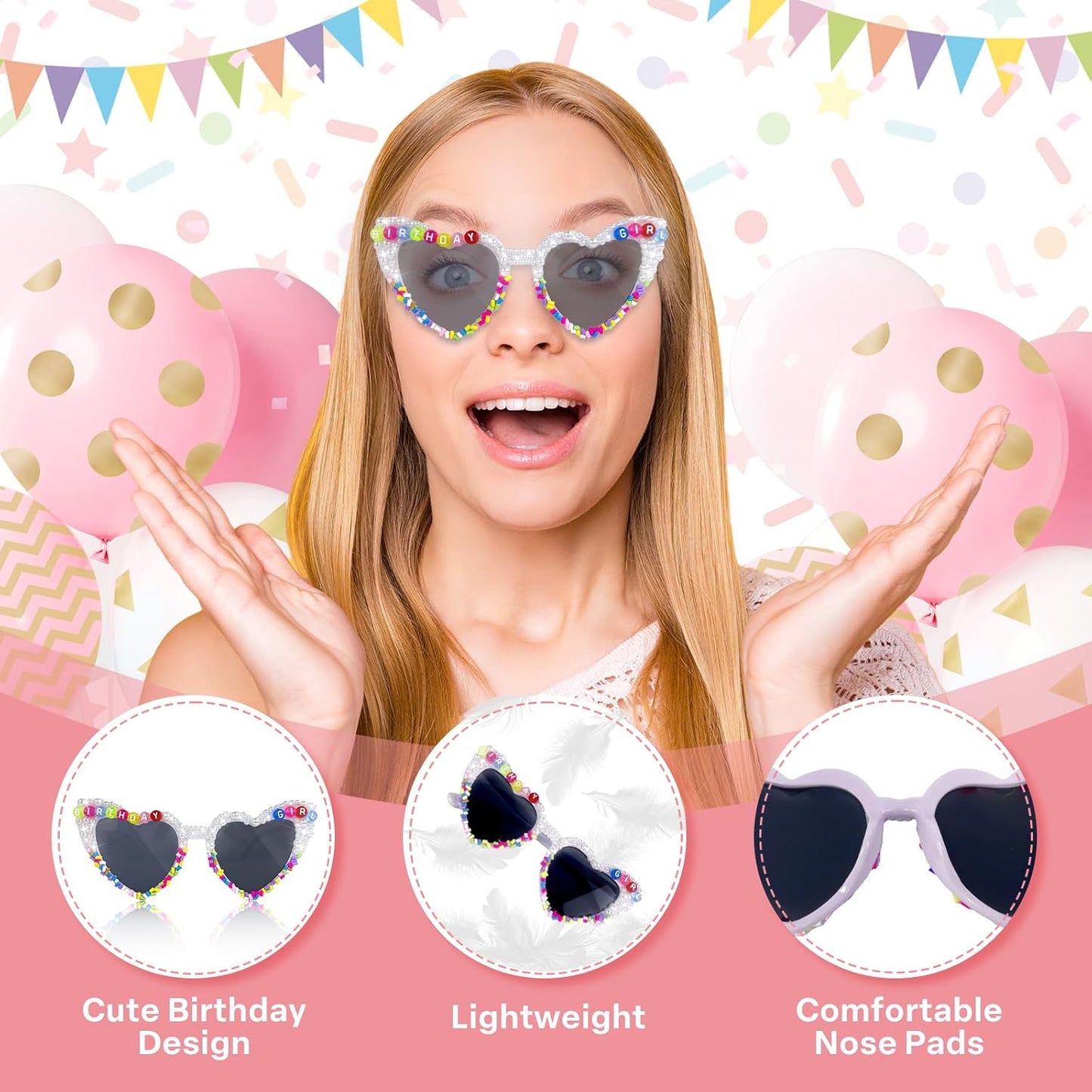 Birthday Sunglasses with Birthday Girl Crown, Birthday Glasses Birthday Headband Birthday Tiara for Women, Birthday Gifts Accessories Decorations