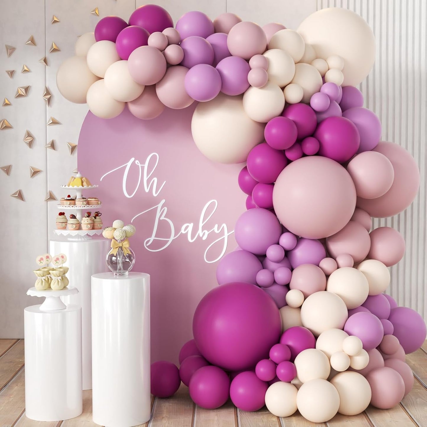 Red Pink Purple White Balloon Arch Kit, 166Pcs Dusty Pink Balloons Garland for Girl Women Wedding Engagement Anniversary Birthday Bridal Baby Shower Party Decorations