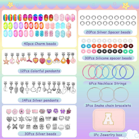 Billbotk Charm Bracelet Making Set with Jewelry Case Charm Pendant Bracelet Kit DIY Jewelry Making Art & Craft for Birthday Gifts Valentine Christmas