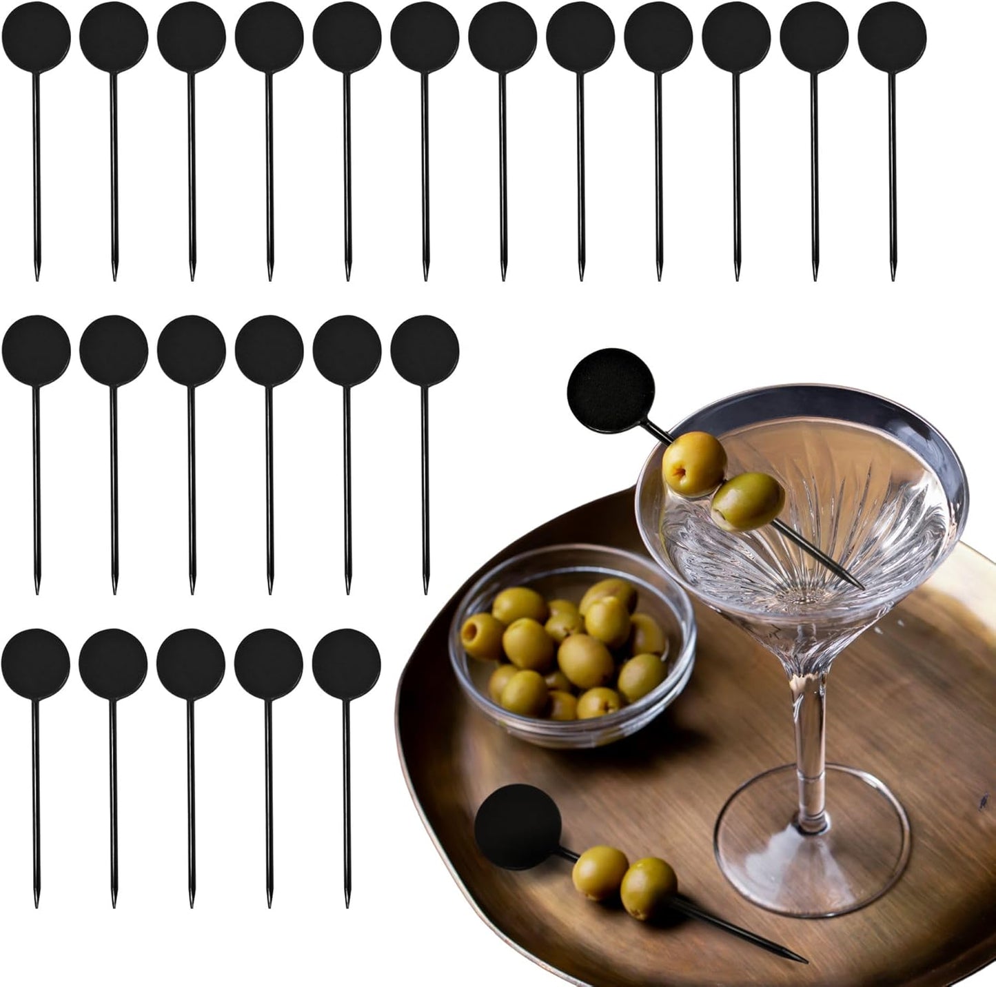 500 Pcs Cocktail Picks Disk Top Prism 7.62cm (3") - Sleek, Stylish Garnish for Cocktails, Perfect Plastic Toothpicks for Appetizers & Drinks, Versatile Fancy Skewers Food Pick for Charcuterie Parties