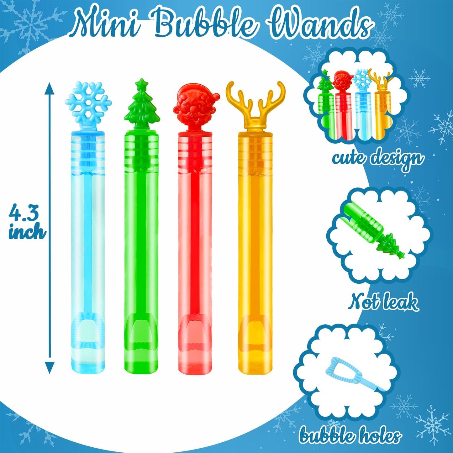 Christmas Mini Bubbles Wand Toys Gifts for Toddlers 20 Pack, Christmas Party Favors Supplies Goodie Bags Stocking Stuffers Fillers for Kids, Small School Classroom Prizes Treats Trinkets for Students