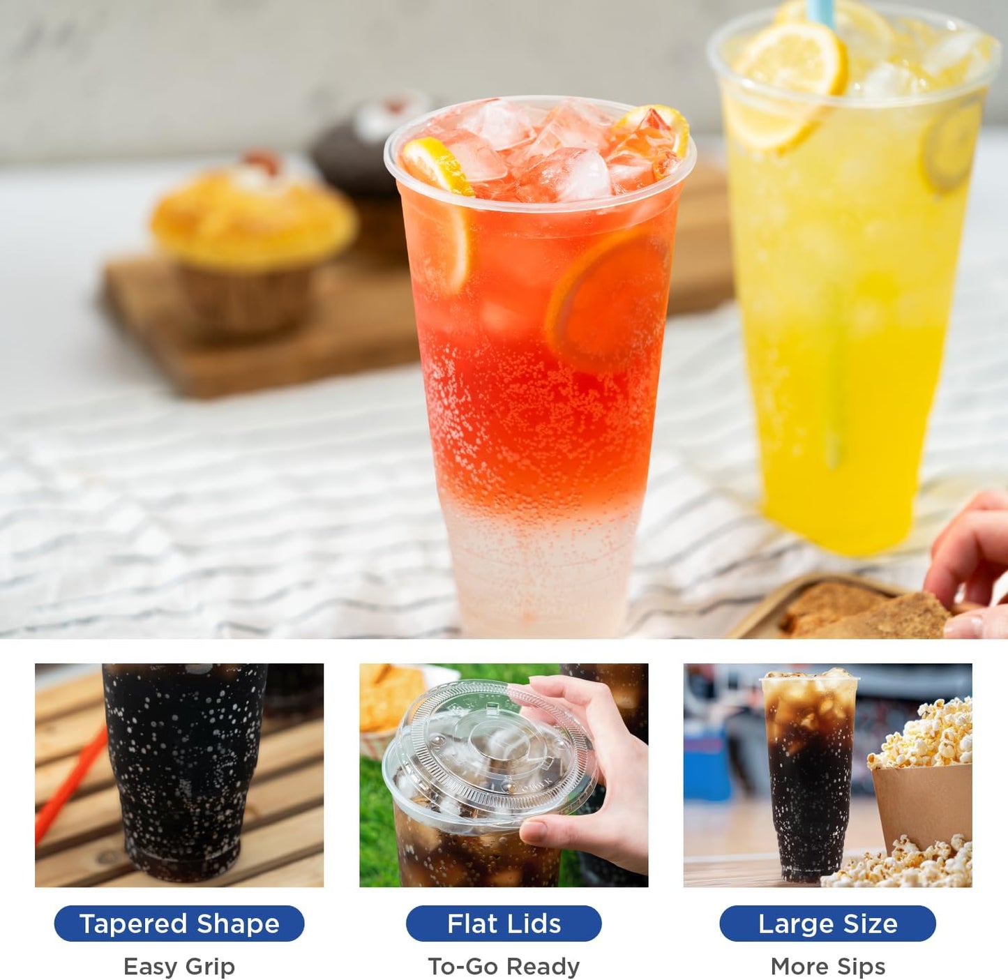 Karat [52oz - 300ct PP Plastic Cold Disposable Plastic Cups - BPA-Free, 117mm Diameter Drinking Cups for Cold Beverages, Iced Coffee, Water, Ideal for Parties and Events