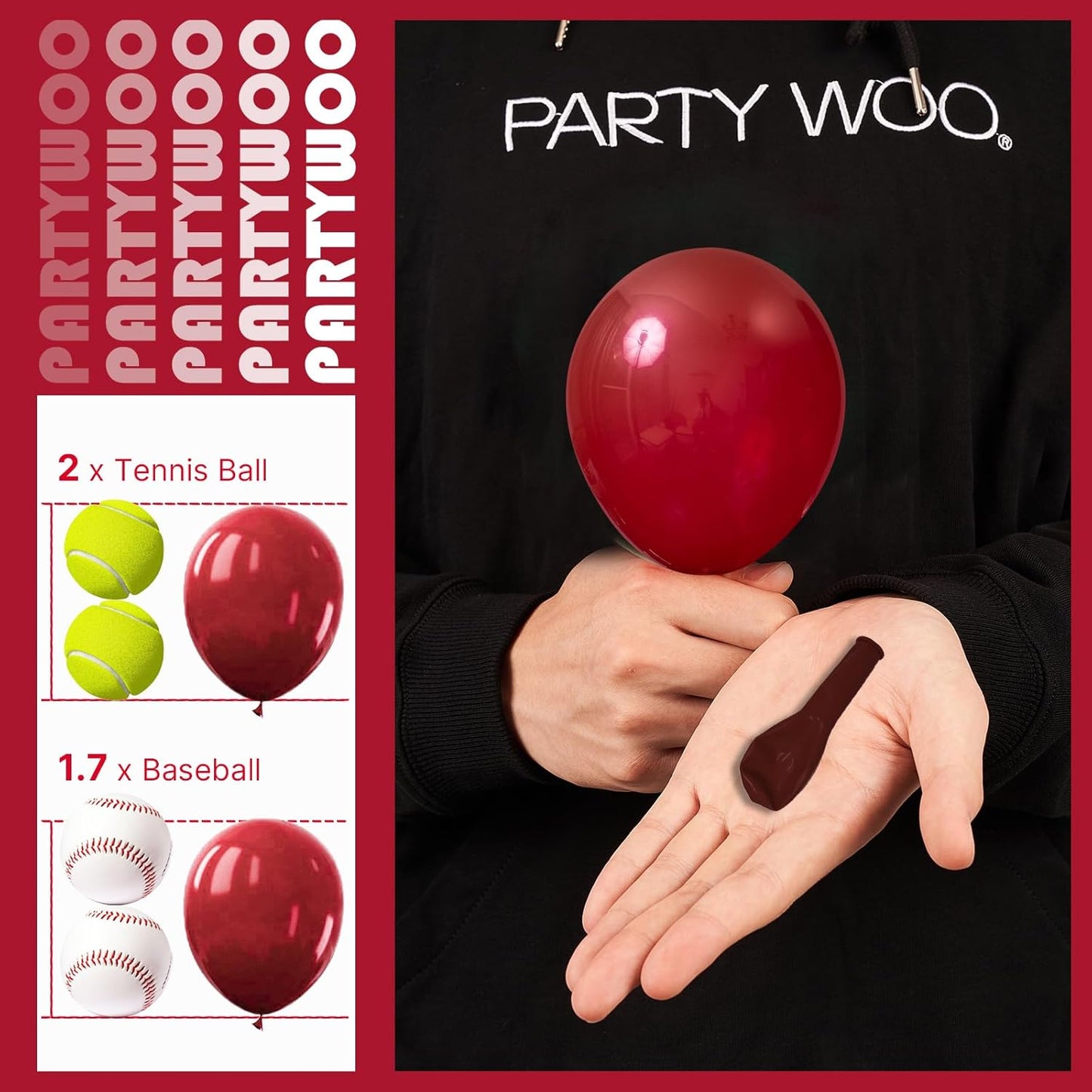 PartyWoo Burgundy Balloons 50pcs 5 Inch Small Mini Dark Red Maroon Latex Balloons for Graduation Wedding Thanksgiving Birthday Bachelorette Citizenship Strawberry Theme Party Decorations Red-Y62