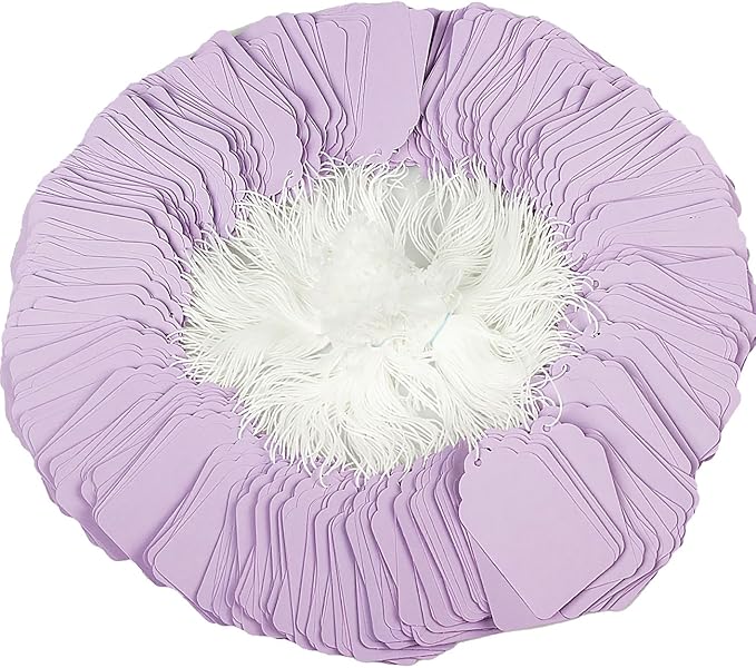 Tags with String Attached,500 Pcs Blank Marking Tags (2.75"x1.57",Light Purple)