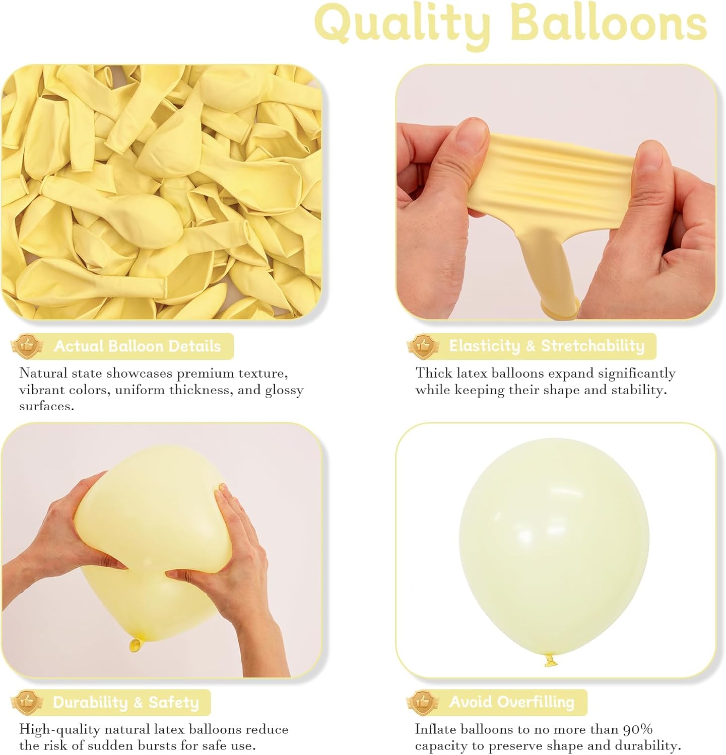 125 PCS Pastel Yellow Latex Balloons, Different Sizes 18 inch 12 inch 10 inch 5 inch Balloon, Great for Spring Birthday Parties, Baby Showers, Easter Celebrations and Balloon Garland Arches