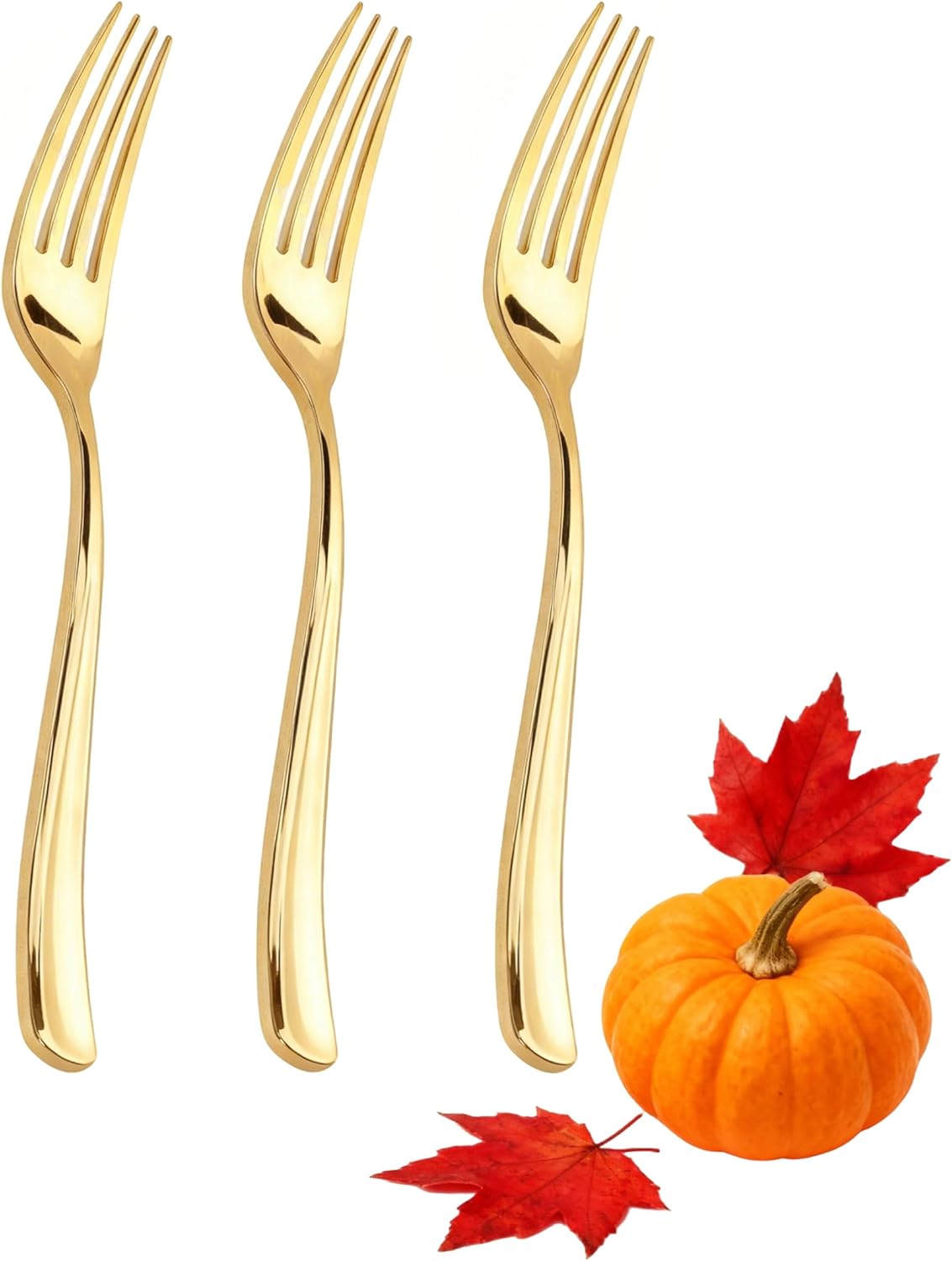 WDF 300PCS Gold Plastic Forks - Heavy Duty Gold Forks Disposable - Sturdy&Durable Plastic Silverware Bulk for Wedding/Thanksgiving Party/Daily Using