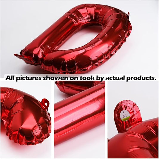 [52 PCS] 16" Foil Red Letter Balloons 2 Sets of A-Z, Mylar Aluminum Hanging Alphabet for Romance Valentine's day Graduation New Year eve Birthday Party Decorations