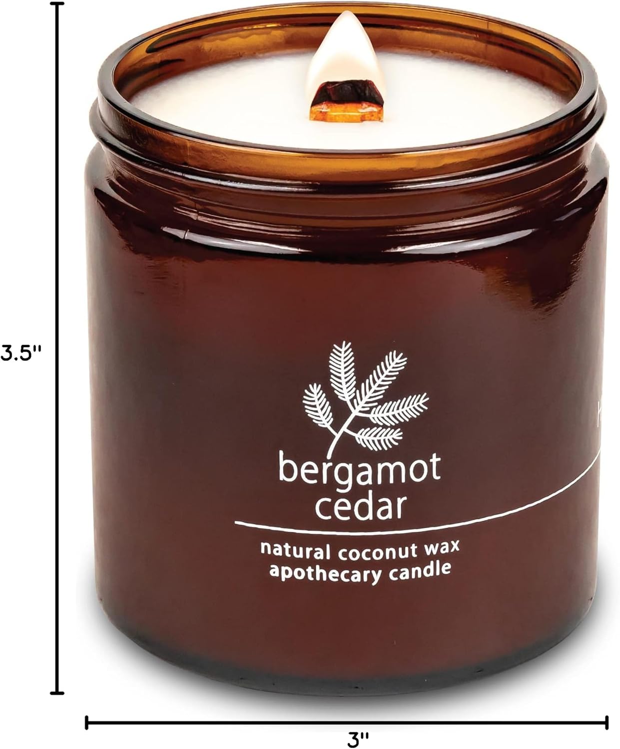 Hemlock Park Crackling Wood Wick Candle Handcrafted with Natural Coconut Wax (Large 16 oz, Bergamot Cedar)