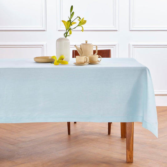 Solino Home Linen Tablecloth for Rectangle Tables 60 x 144 Inch - 100% Pure Linen Ice Water Table Cloth - Fete, Machine Washable Cloth Tablecloth