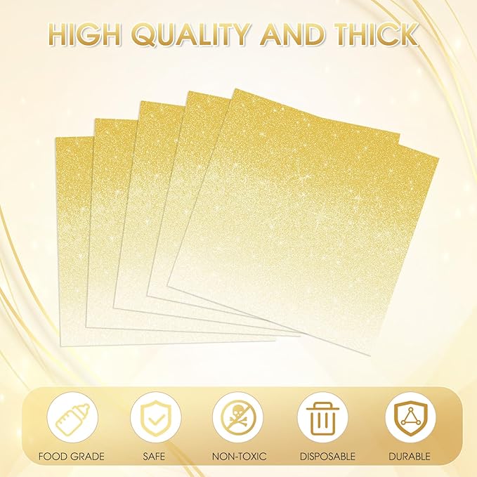 40 Pack Gold Paper Napkins - 6.5x6.5 Inches Gold Gradient Disposable Dinner Napkins for Parties, Weddings, Dinners & Holiday Decor