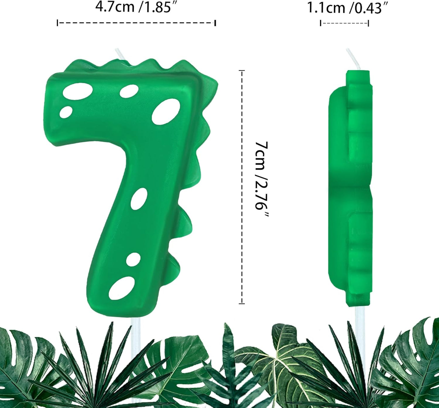 Number Birthday Candles(7 Candle Green) Dinosaur Shape Number Happy Birthday Cake Candles for Dinosaur Birthday Party Decoration Reunions Theme Party