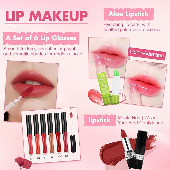 All in One Makeup Kit for Women Full Kit, Makeup Gift Set for Women Teen Girls, Makeup Essential Bundle Includes Foundation Eyeshadow Contour Palette Lipstick Eyeliner Mascara Cosmetic Brush Set