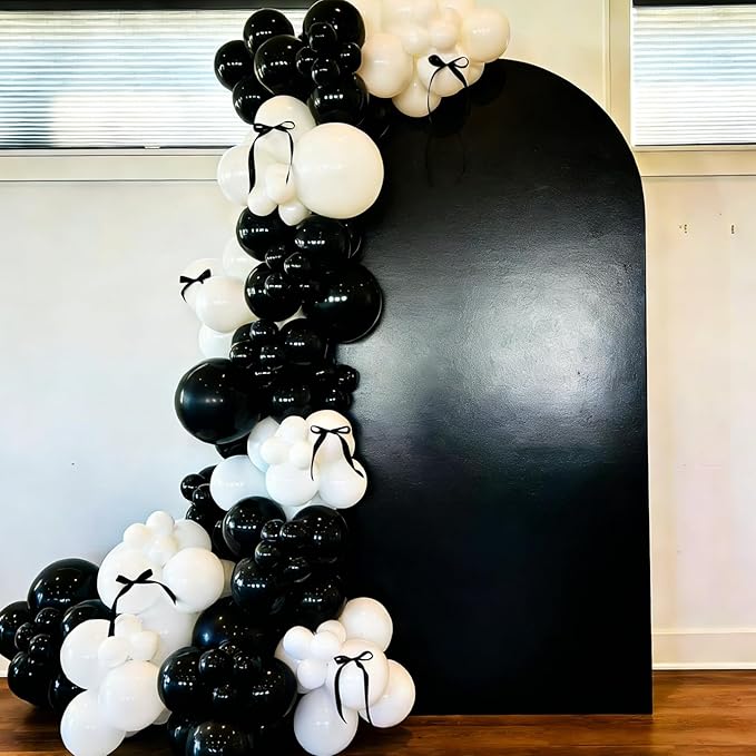 YMSZ Black and White Balloons Garland Arch Kit, 134pcs White Balloon and Black Balloons for Birthday Anniversary Wedding Engagement Graduation Party Decorations