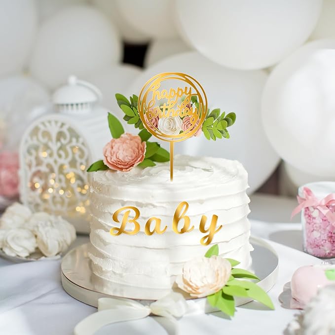 Teenyyou 68 Pcs Acrylic Alphabet Number Cake Topper 0-9 Number and A-z Letters Personalized Cake Picks Decor DIY Name Cupcake Toppers Christmas Wedding Baby Shower Party(Gold)