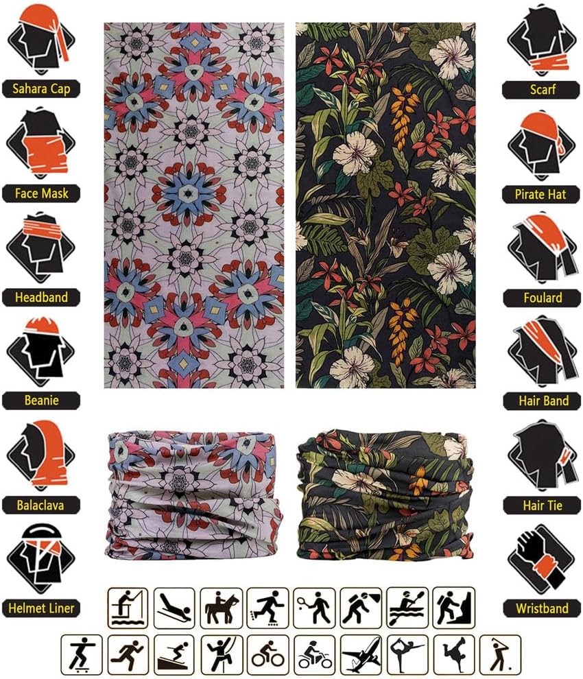 Headband Neck Gaiter Head Wrap Headwear Face Mask Magic Scarf Bandana for Men and Women