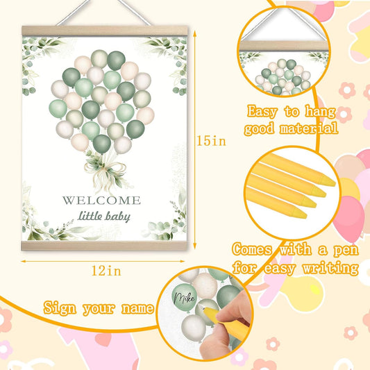 Baby Shower Decorations, Guest Book for Guests to Sign, Baby Shower Games Woodland Birthday Supplies Party Decorations Gender Neutral