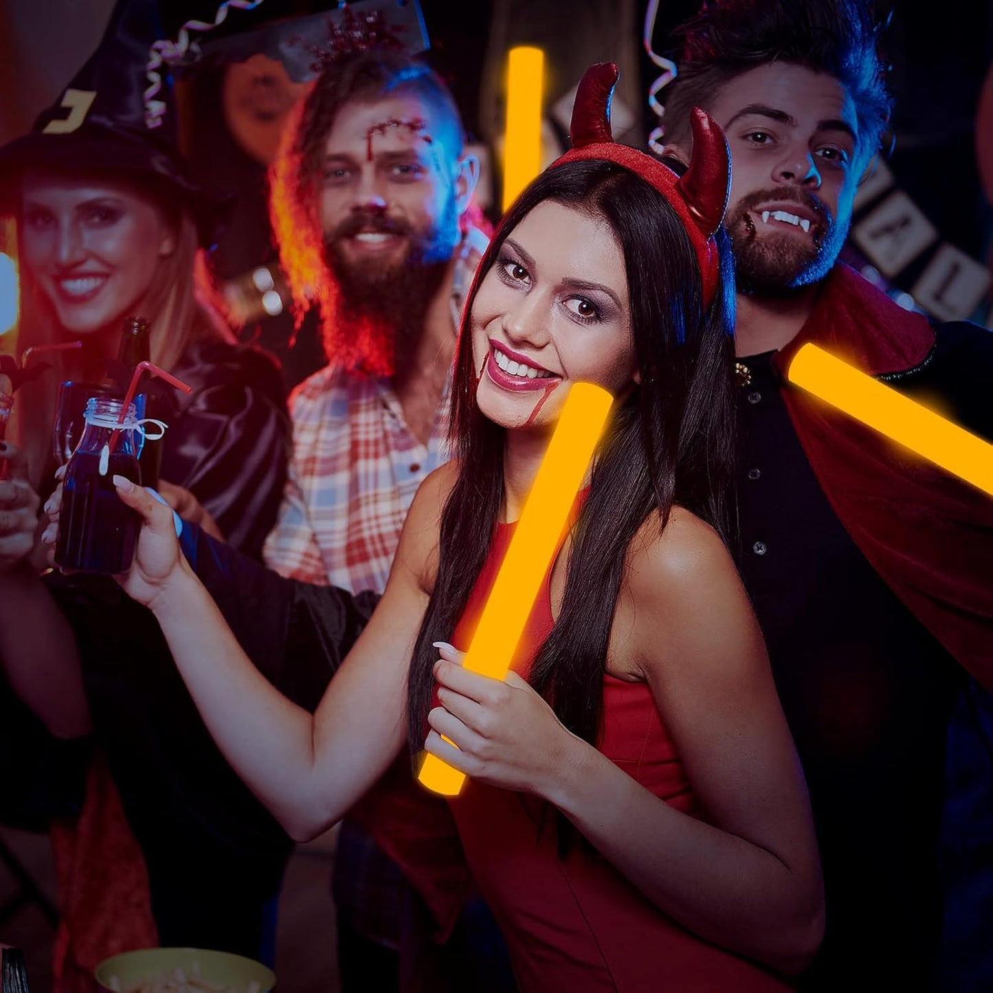 Glow Foam Sticks Bulk, 24 Pcs Orange Giant LED Light Up Sticks Flashing Glowing Baton Wands Party Supplies for Wedding, Raves,Concert,Birthday,Christmas, Halloween,Sporting Events