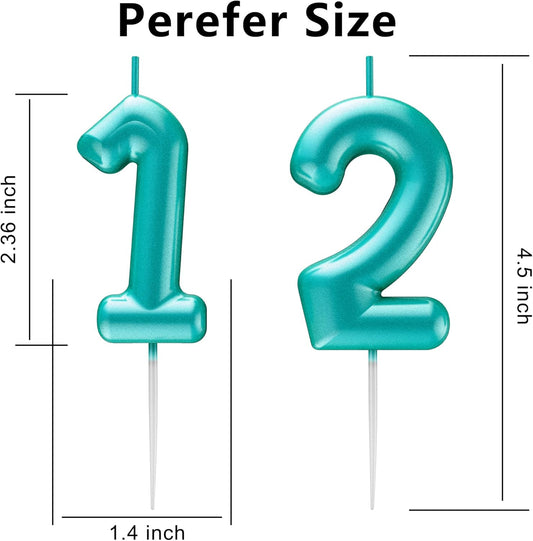 Blue Number 12 Candle Happy Birthday 3D Number Candles for Birthday Cake Party Decoration Wedding Anniversary Celebration Supplies