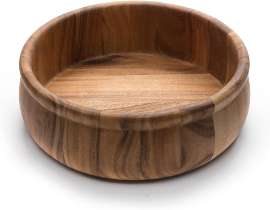 Ironwood Gourmet Large Bead Rim Petaluma Salad Bowl, Acacia Wood, Brown, 12 x 12 x 4 inches