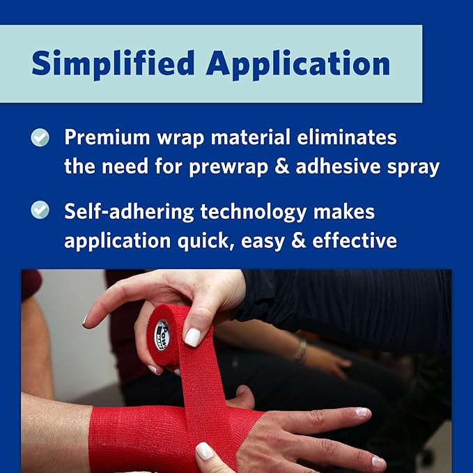 PowerFlex – Self-Adhering Sports Wrap for Injury Prevention & Post-Injury Stability – Medical-Grade, Sweat & Water Resistant First Aid Wrap for Athletes - Blue, 2 inch, 6 Rolls