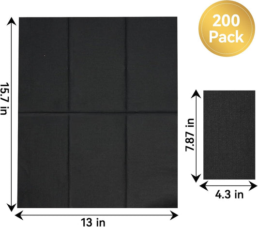 Vplus 200 Pack Black Paper Napkins, Premium Quality 3-Ply Disposable Napkins, Soft and Absorbent, Perfect for Dinner, Wedding, Graduation, Party