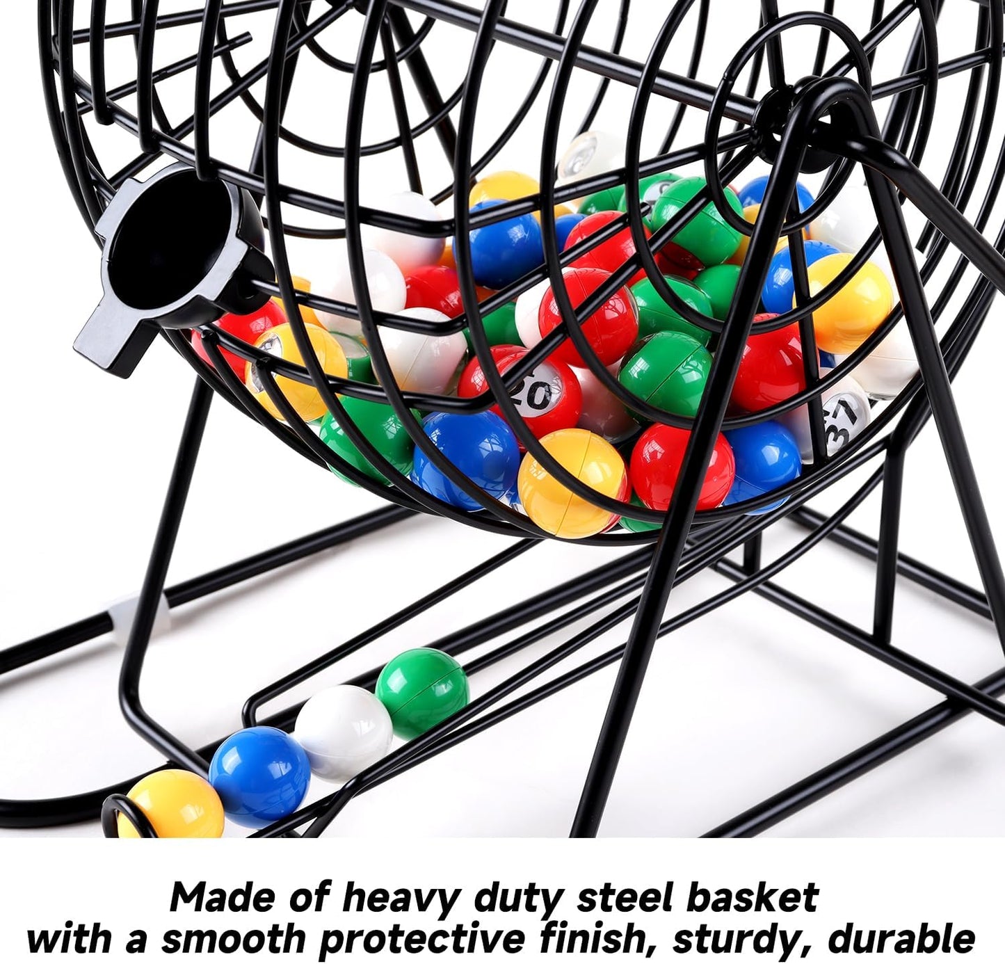 GSE Games & Sports Expert Deluxe Bingo Game Set with Large Steel Cage, Master Board, 75 Colored Balls, 500 Chips, 50 Bingo Cards for Large Groups, Parties, Game Night