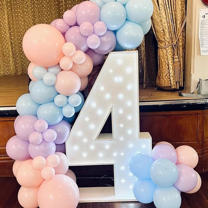 Pastel Tea Balloons Arch Garland Kit, 134pcs Macaron Green,Purple,Pastel Pink Balloons for Birthday Baby Shower Bridal Shower Wedding Anniversary Engagement Gender Reveal Tea Party Decorations