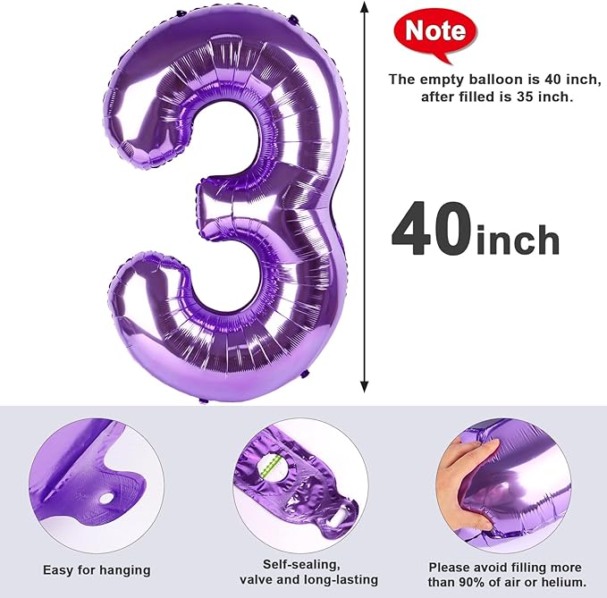 Number 0 Balloons 40 Inch Purple Number Balloons for 10 20 30 40 50 60 70 80 90 100 Numbers Balloon Birthday Decorations Wedding Event Baby Shower