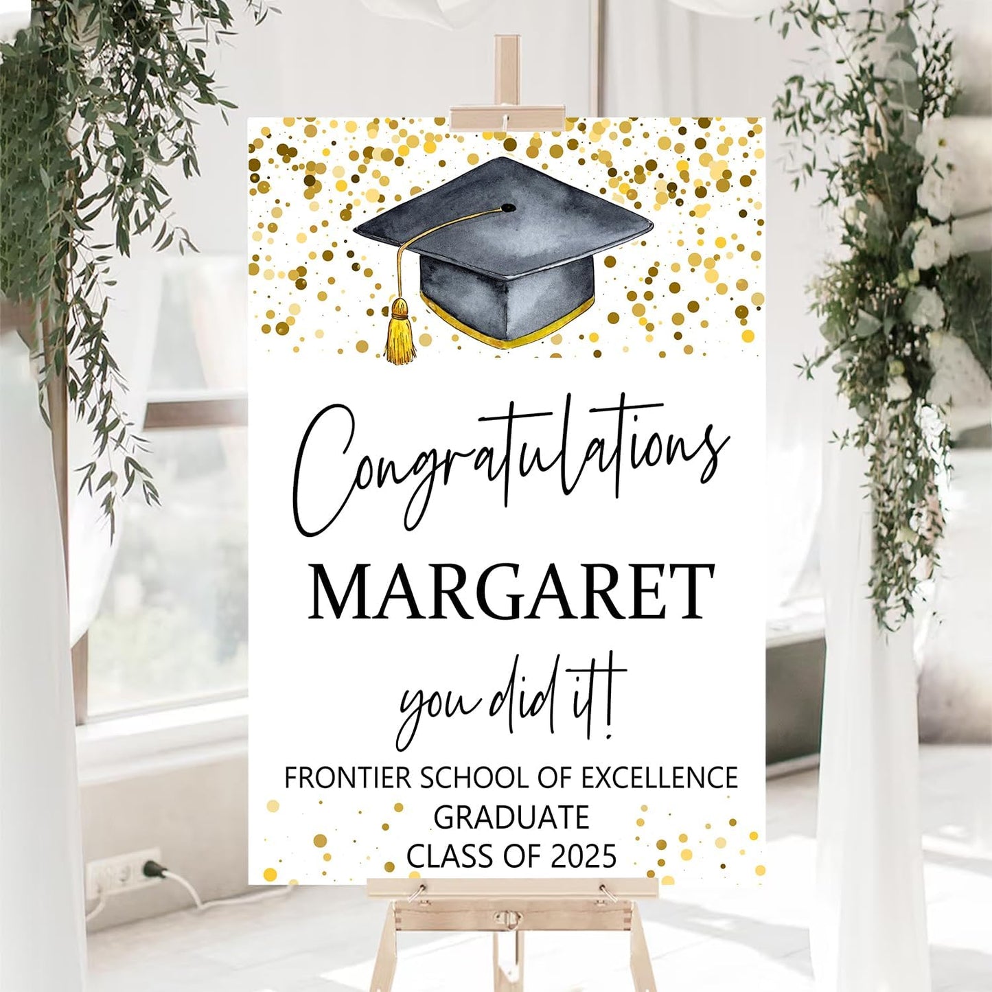 Graduation Sign, Class of 2025, Personalized with Photo, 12"x18", Plastic, Modern Style