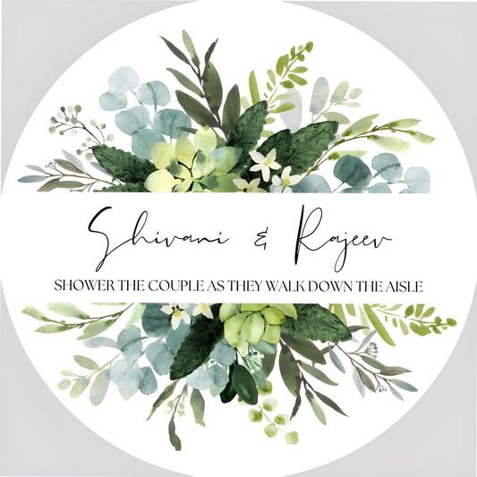 Custom Stickers for Weddings, Birthdays & Businesses - Personalized Labels with Your Logo - Waterproof, Fade and Heat Resistant - Pack of 100-1000 (Wreath Q, 1.5 Inch)
