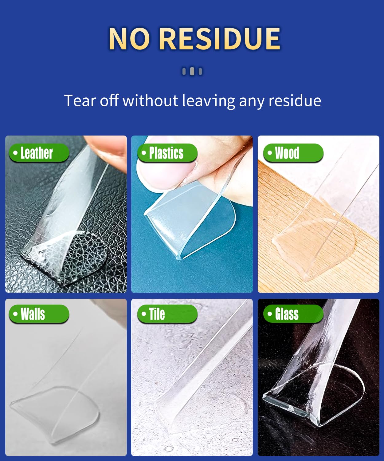 Large Double Sided Tape Heavy Duty, Mounting Tape Strong Adhesive, Wall Tape for Hanging Clear Removable No Damage, Fits Decor & Poster, 20Ft 1.2" Wide