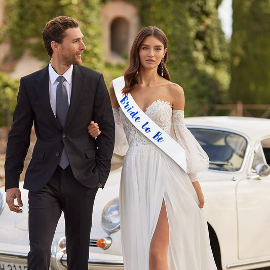 6 PACK Bachelorette Sashes for Bride and Bridesmaid, Royal Blue Maid of Honor Team Bride Sashes for Bridal Shower or Bachelor Party Decorations, Silver Letter