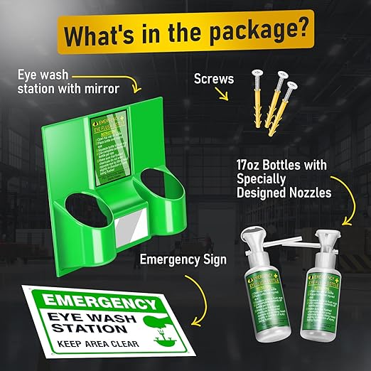 Magula 17oz*2 Portable Eye Wash Station OSHA-Approved,BPA Free, Wall-Mounted First Aid Eye Wash kit with Empty Bottles & Mirror,Emergency Eyewash, No Eye Wash Solution