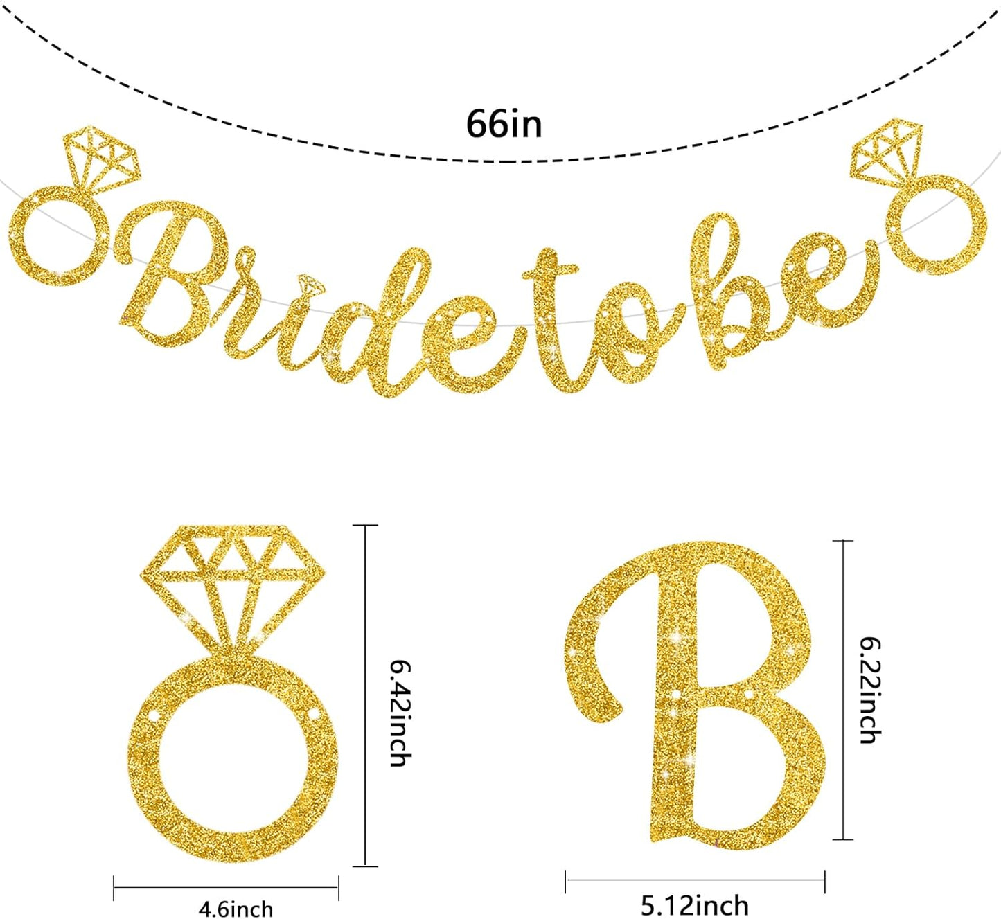 Glitter Gold Bride to Be Banner,Pre-Strung Bridal Shower Sign Garland,Bachelorette Party Decoration Wedding Shower Party Supplies(No DIY)