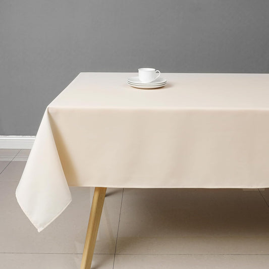 Wewoch Beige Rectangle Tablecloth Wrinkle Resistant Washable Fabric Table Cloth for Dining, Kitchen, Parties, Weddings and Outdoor Use 60 Inch by 120 Inch
