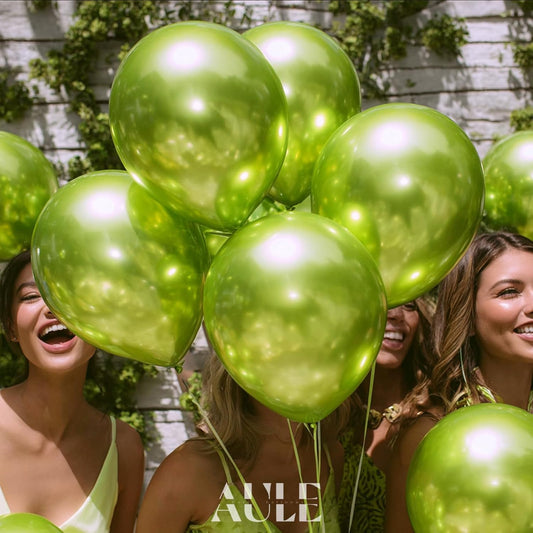 AULE Metallic Lime Green Balloons 12 inch 50 Pcs Neon Light Green Latex Balloons Chrome Helium Shiny Thicken Balloon Perfect Party Decoration for Wedding Birthday Baby Shower Graduation Carnival